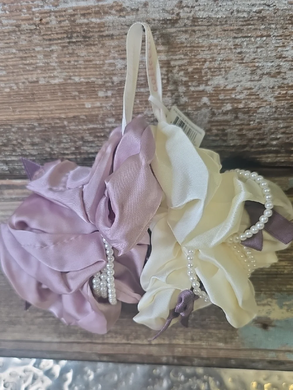 Simply Southern Lavender and Cream Flower Pearl Hair Accessory Set, NWT